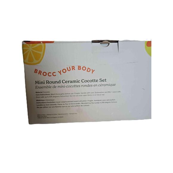 Mini Round Casserole Ceramic Set Includes Lid Brocc Your Body - Picture 9 of 12